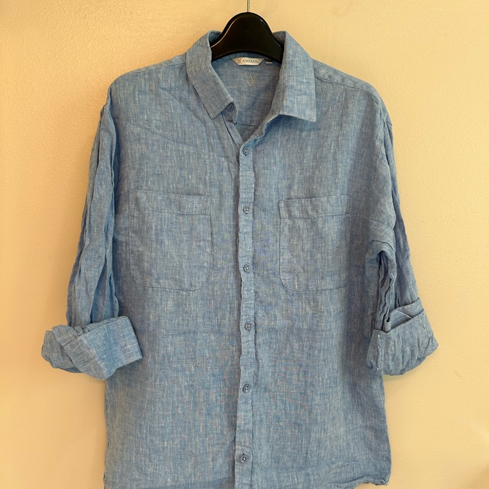 Casual Blue Button-Down Shirt for Men